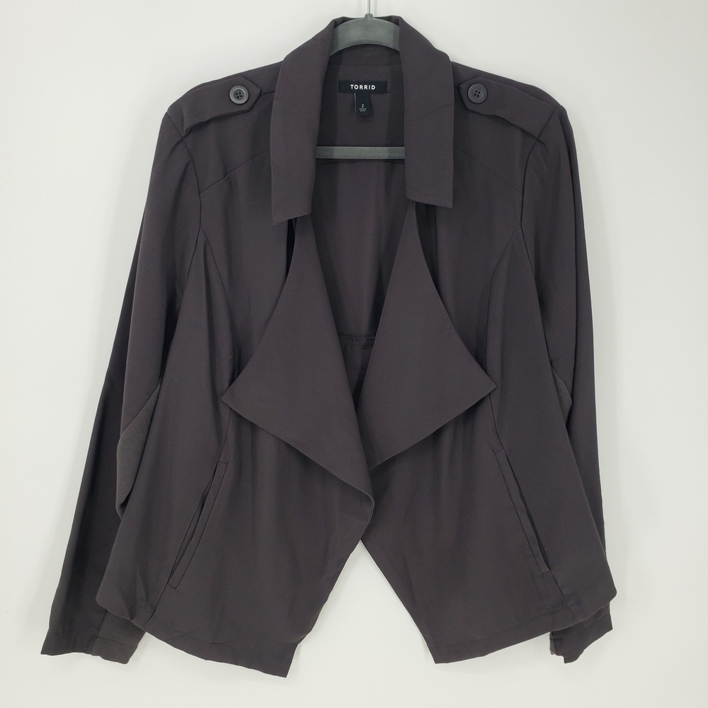 torrid Black Draped Open Front Blazer